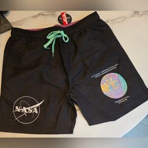NASA Black Athletic Men's Shorts